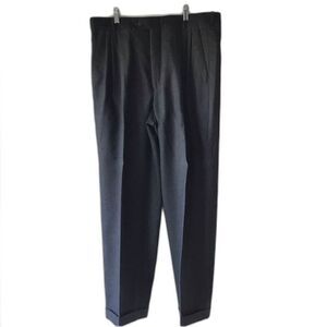 Barry Bricken Dress Pants Pleated Cuffed Gray Vintage Waist 34